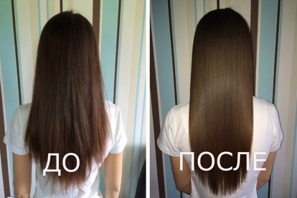 Волосы до и после применения масла ши