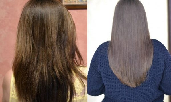 волосы до и после применения кокосового масла