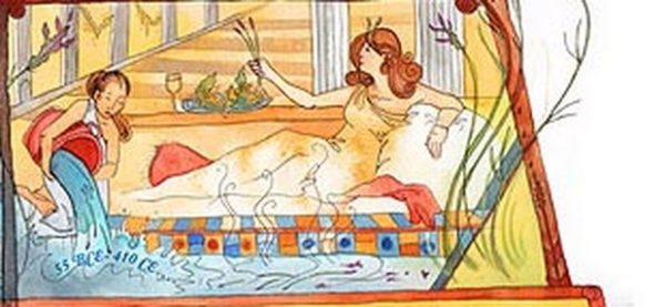 Знатная римлянка собирается принять ванну с лавандой