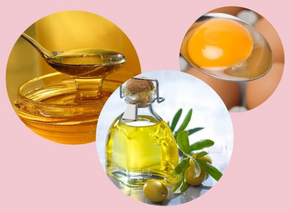 Яичный желток, мёд и оливковое масло