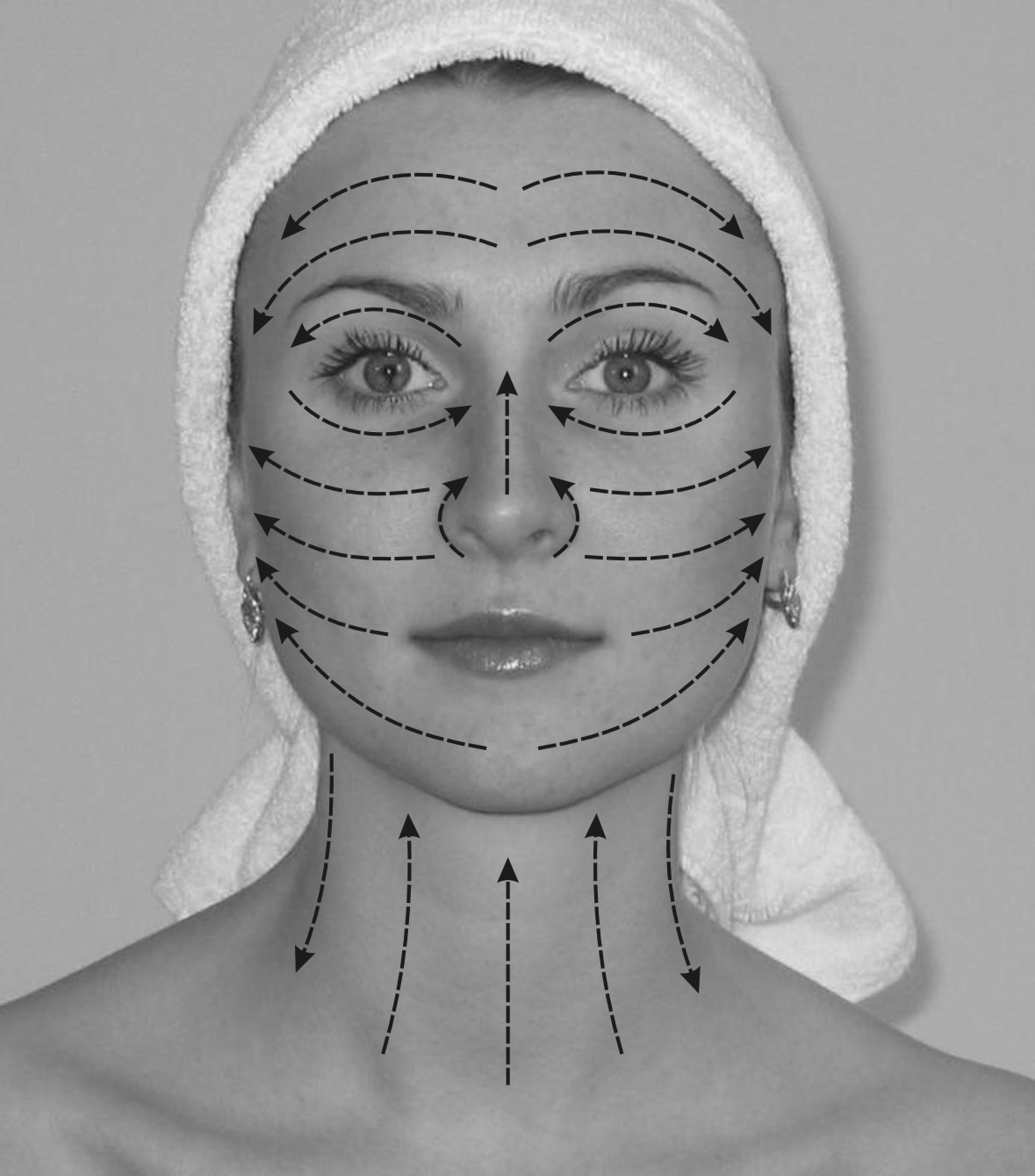 Массажные линии на лице для нанесения крема фото